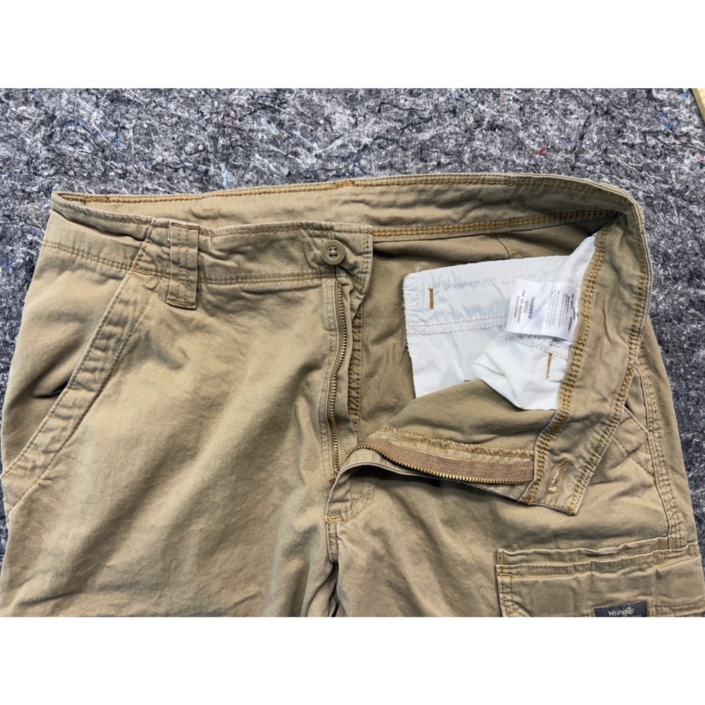 Wrangler Mens Cargo Pants Tan Khaki Straight Leg Cotton Stretch 32x32 70ABWEW - Picture 9 of 11